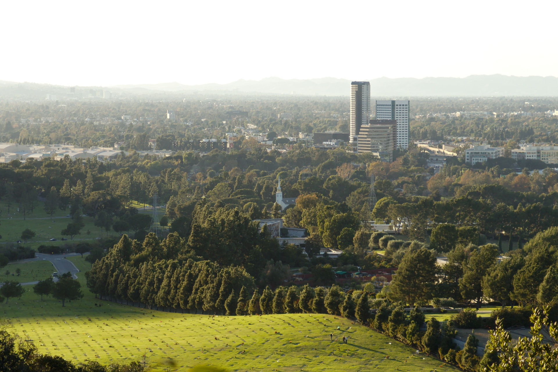 View over the memorial park from Griffith Park