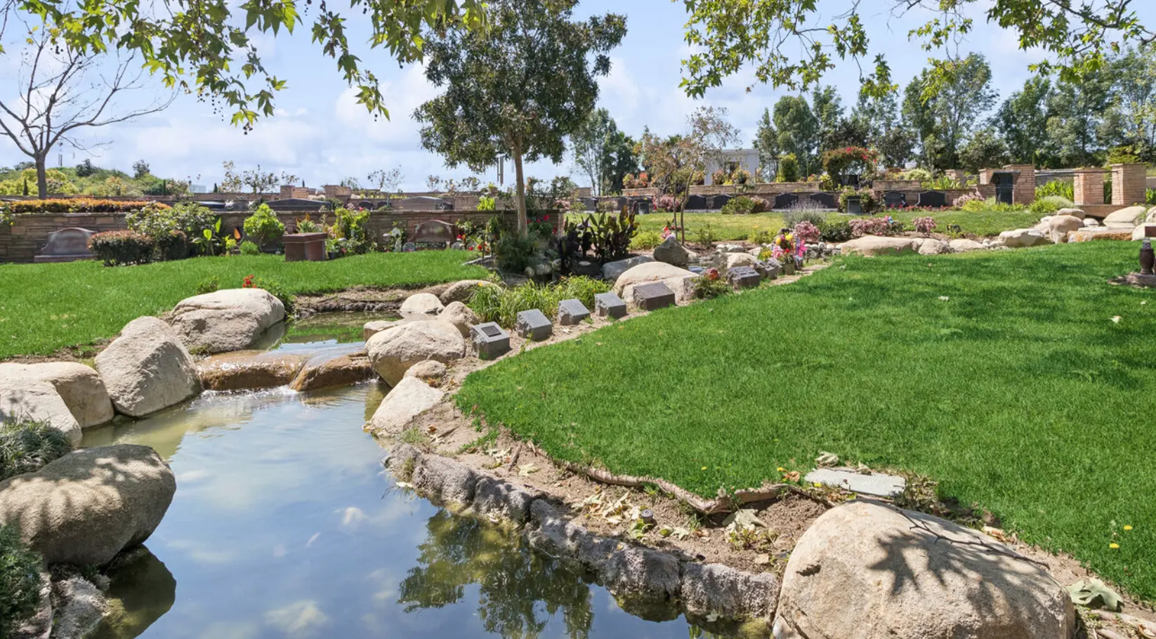 Garden stream memorial area